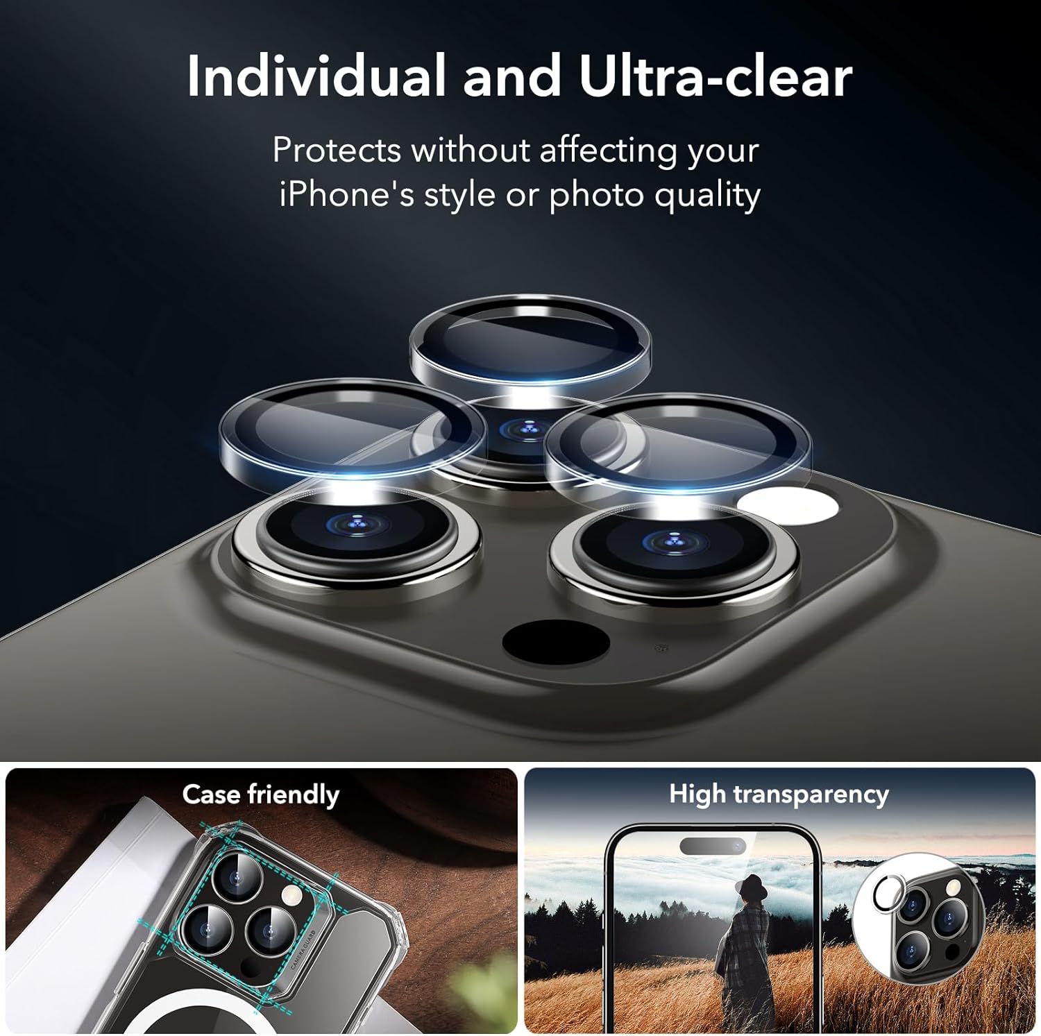 Premium iPhone 15 Pro Max Screen Protectors - 3 Pack + Lens Protector Top Class