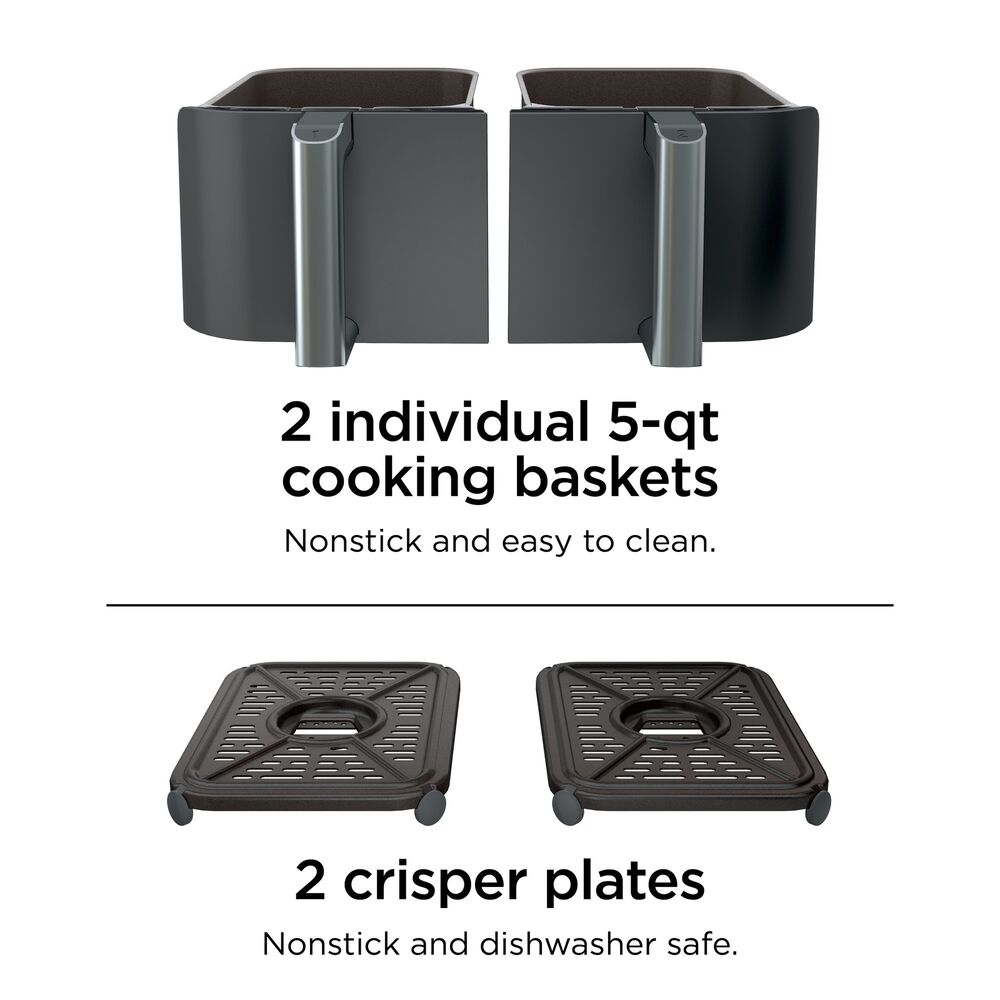 Ninja Foodi 10-qt XL 2-Basket Air Fryer, 6-In-1 Dual Zone and IQ Boost