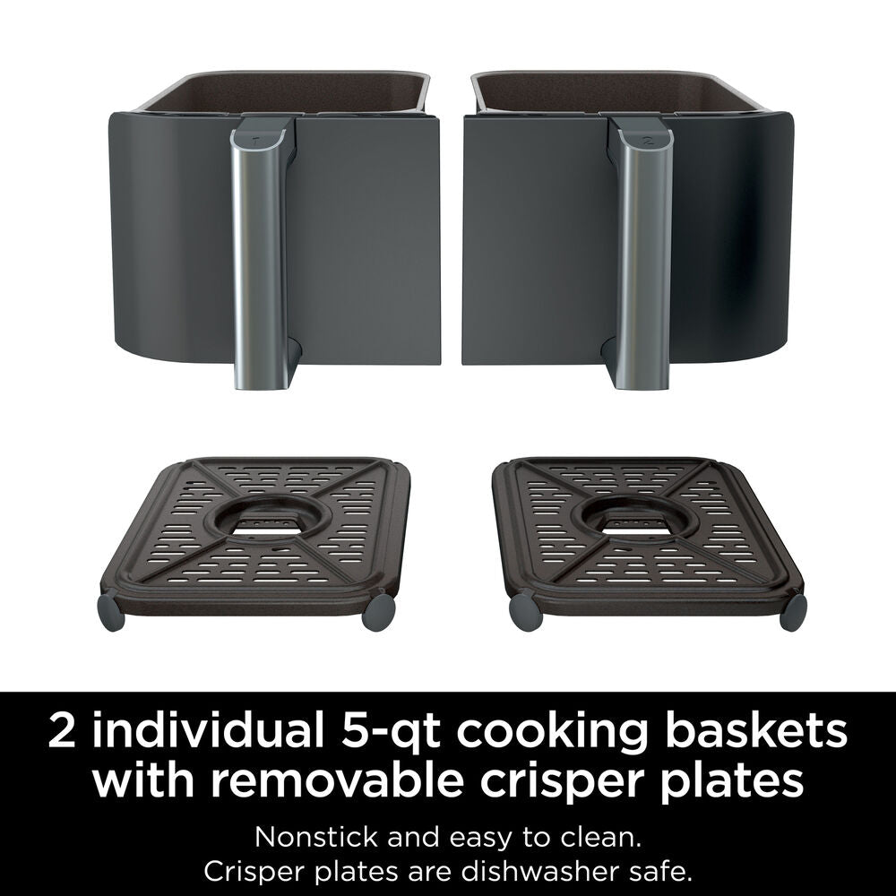 Ninja Foodi 10-qt XL 2-Basket Air Fryer, 6-In-1 Dual Zone and IQ Boost